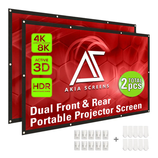 Indoor Outdoor Dual Front/Rear Portable DYI Projector Screen (2 pcs) , 120-inch, Viewing Area : 58.8"x104.6"