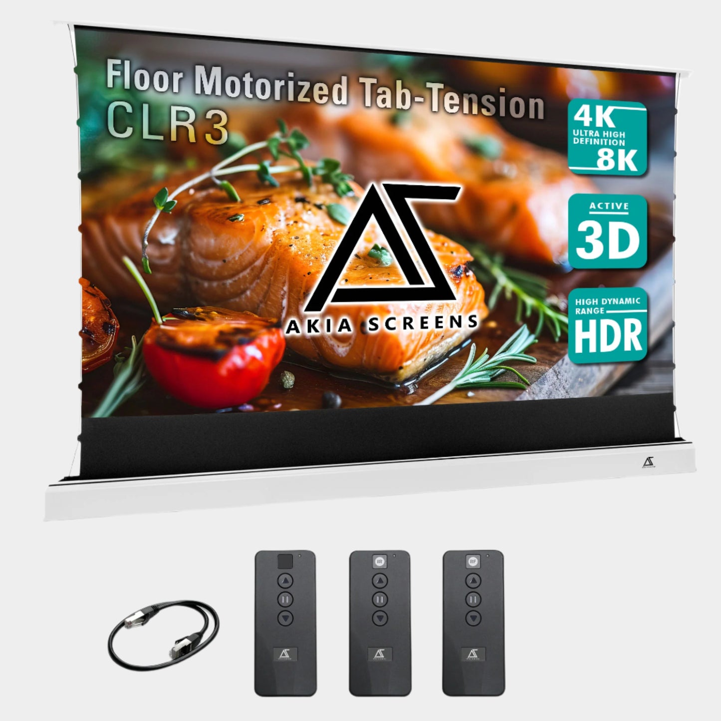Floor Motorized Tab-Tension CLR®3 Ambient Light Rejecting Projection Screen