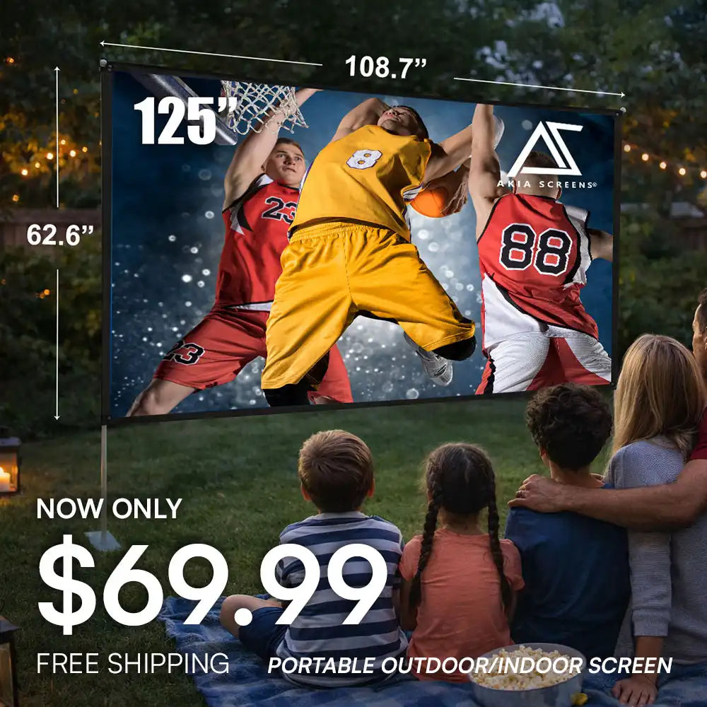Light-Weight Outdoor/Indoor Portable Front & Rear Projector Screen with Stand and Bag, 125"(16:9), Viewing Area : 62.6"x108.7"