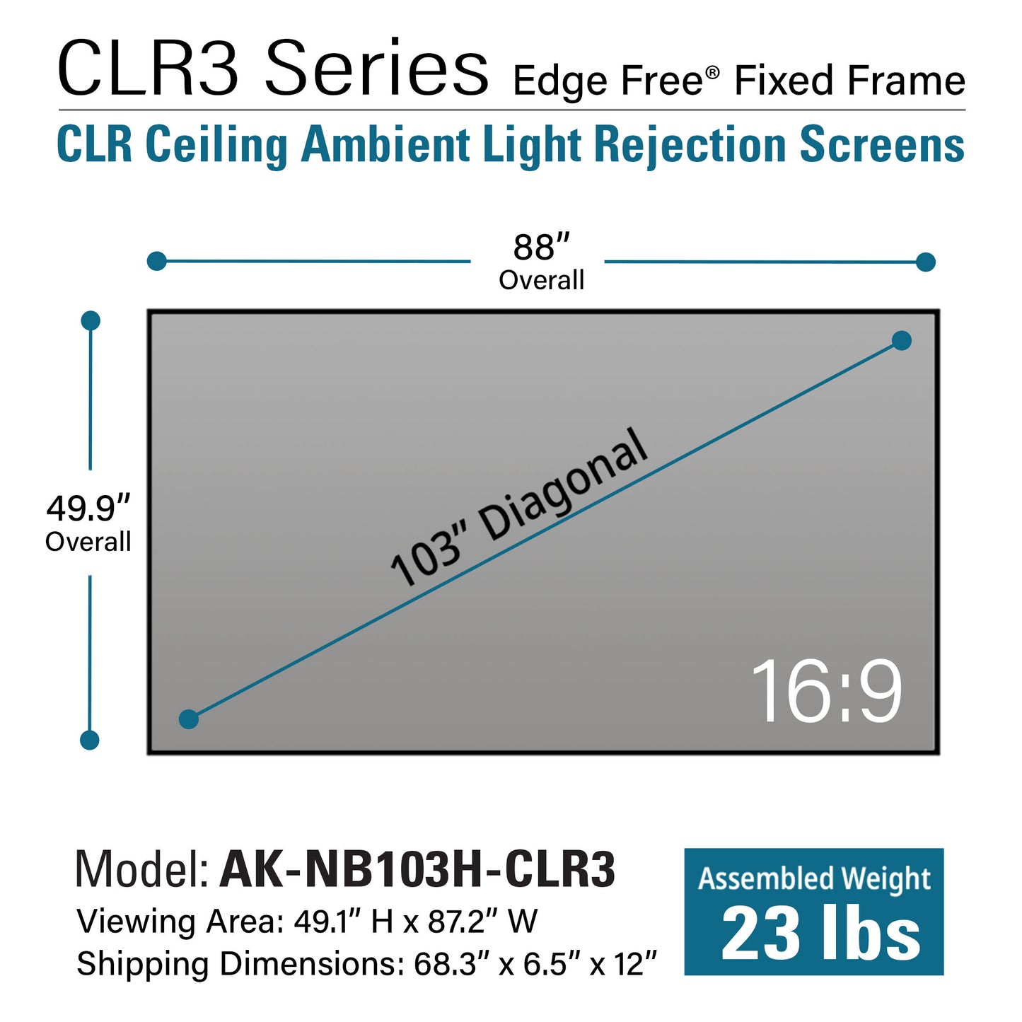 AKIA Screen / EliteProjector UST Projector Bundle (103-inch 16:9 EdgeFree FixedFrame CLR3 Screen and 58-inch Indoor/Outdoor Screen)