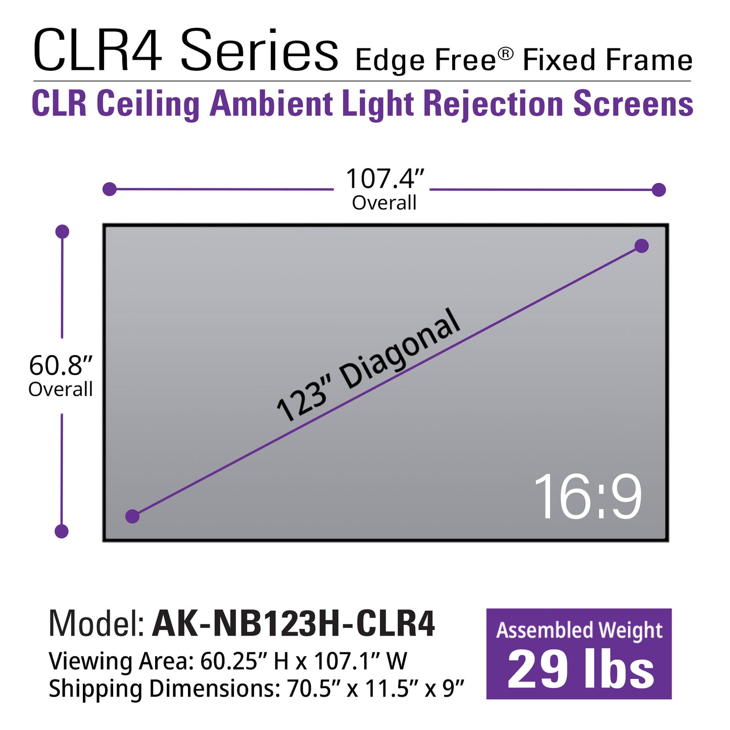AKIA Screen / EliteProjector UST Projector Bundle (123-inch 16:9 EdgeFree FixedFrame CLR4 Screen and 58-inch Indoor/Outdoor Screen)