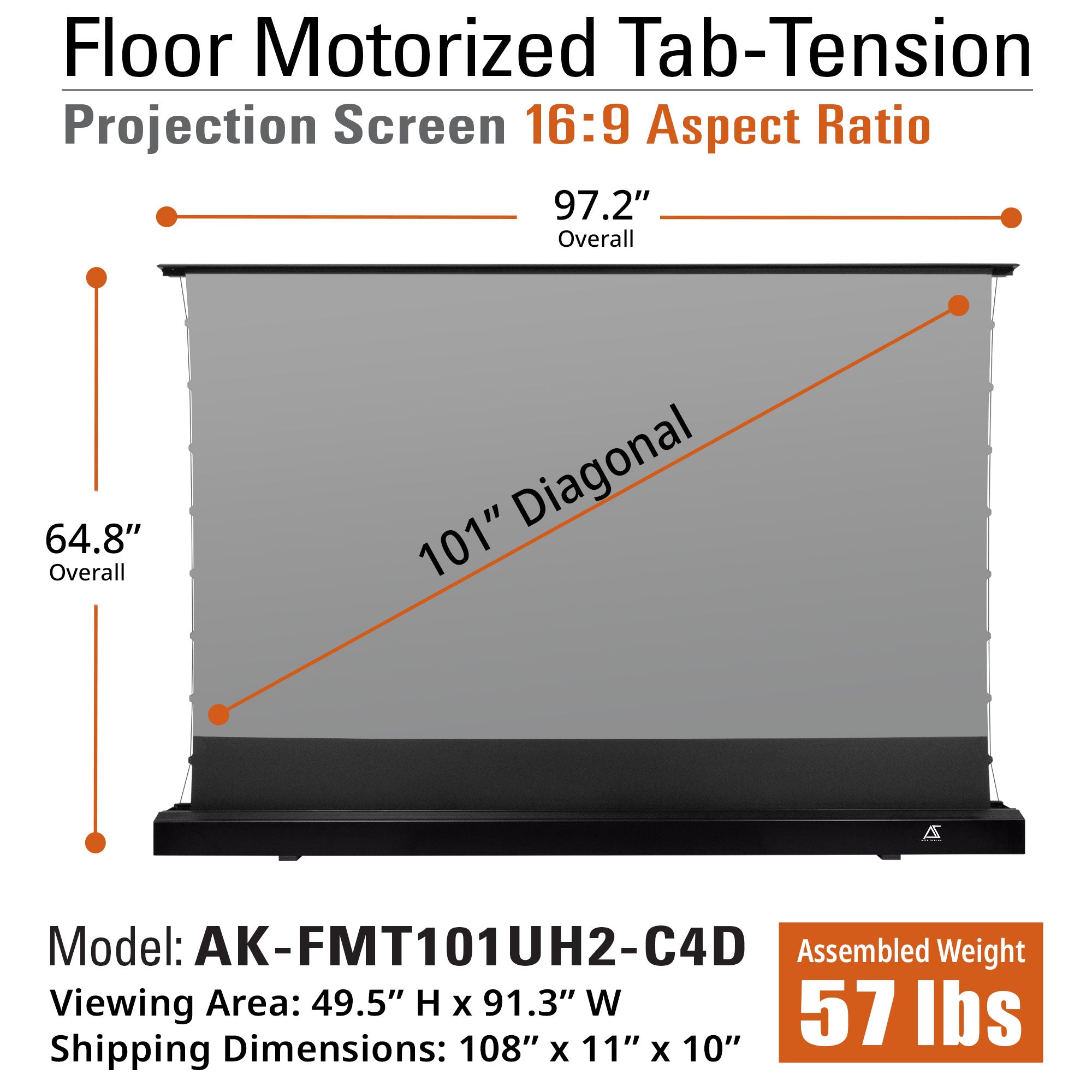 Floor Motorized Tab-Tension CineGrey 4D Ambient Light Rejecting 