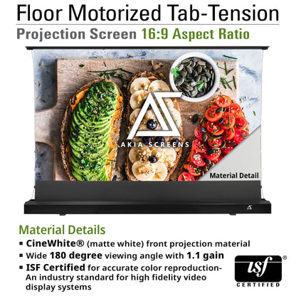 Floor Motorized Tab-Tension CineWhite® (Matte White) Projection Screen