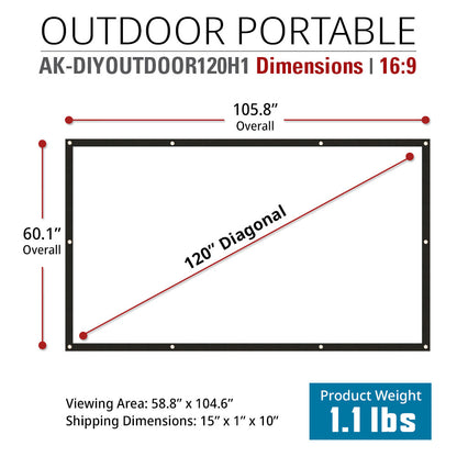 120-inch Indoor Outdoor Dual Front/Rear Portable Projector Screen