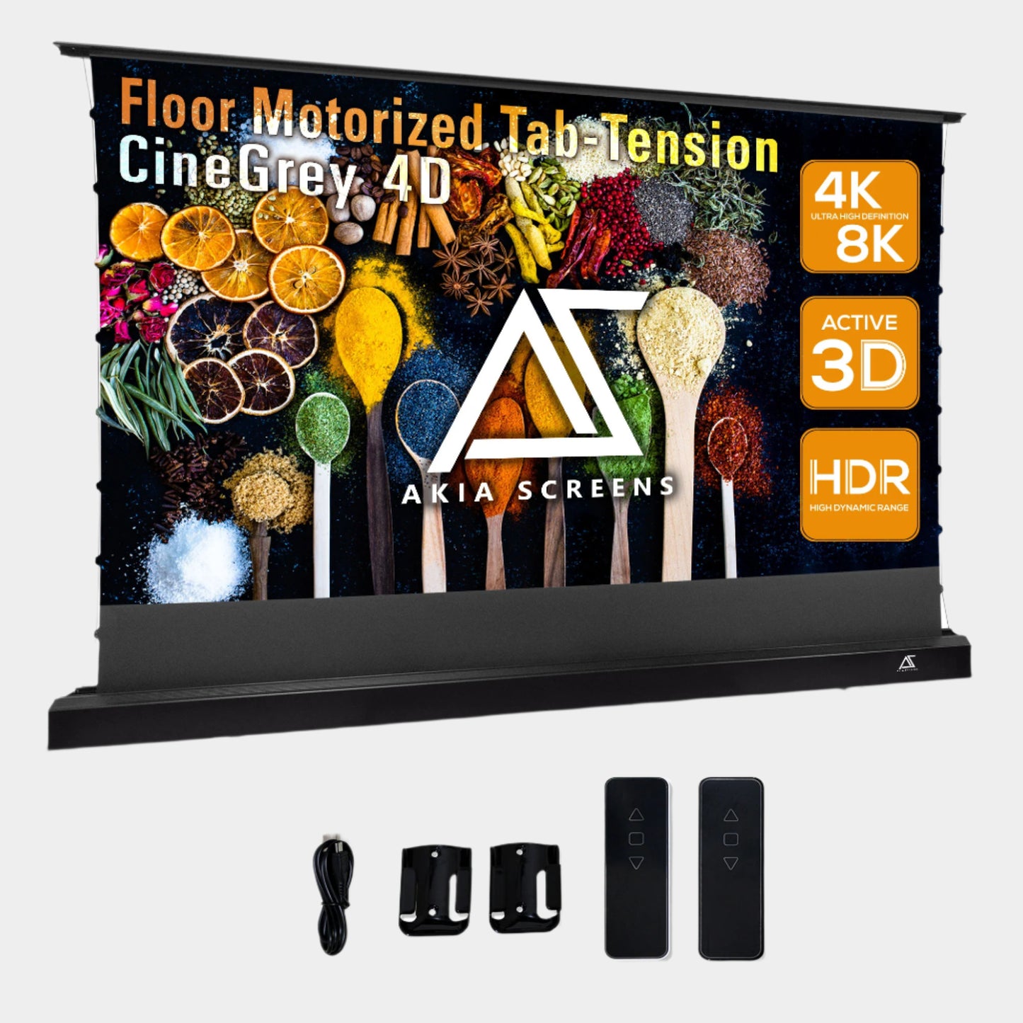 Floor Motorized Tab-Tension CineGrey 4D Ambient Light Rejecting Projection Screen