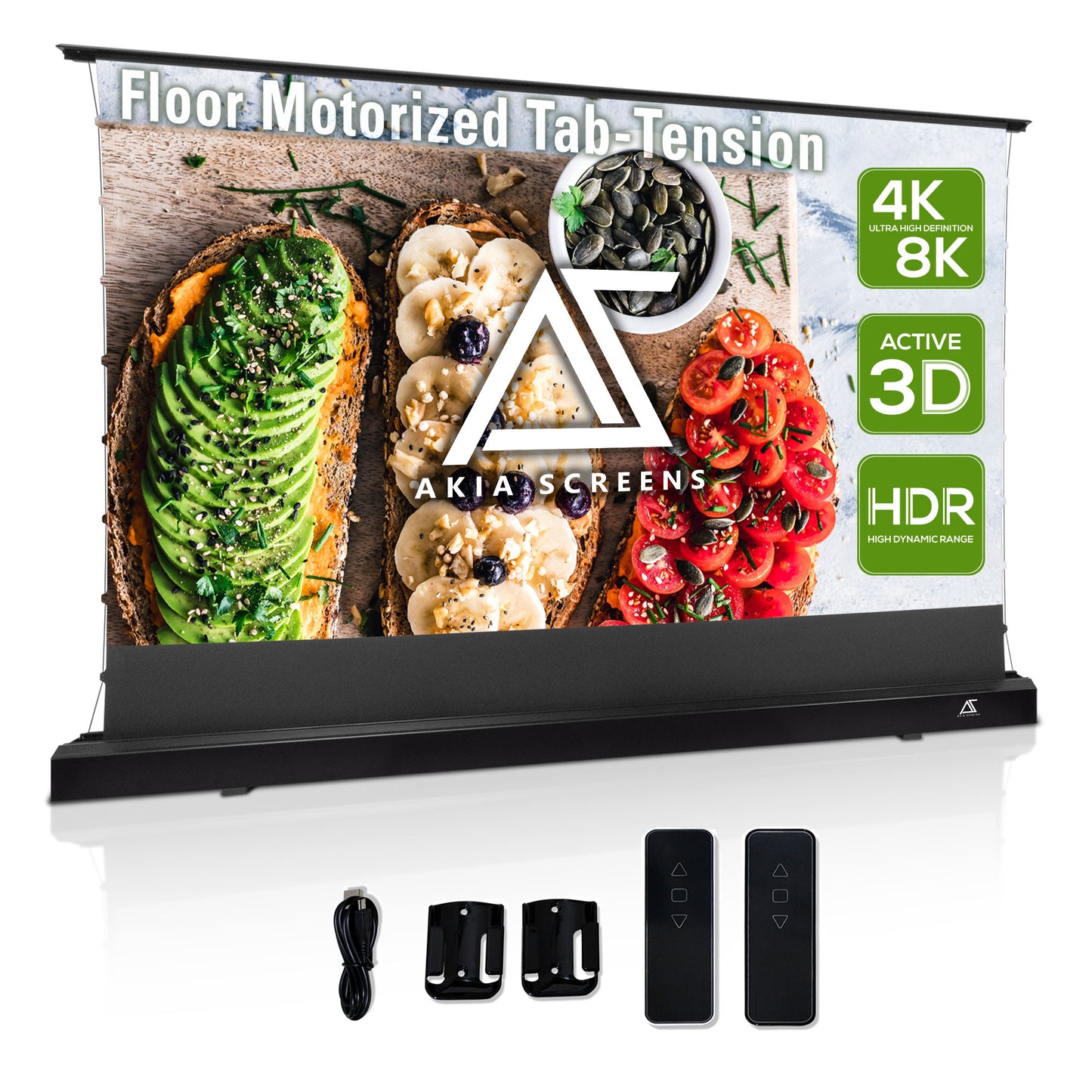 Floor Motorized Tab-Tension CineWhite® (Matte White) Projection Screen