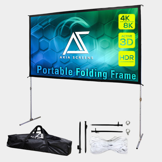 Indoor Outdoor Portable Fast Fold-Away Projector Screen with Adjustable Height Stands