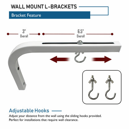 Adjustable Extension 10-inch L-Bracket Wall Mount Plate Hook Kit for Universal 4k 8k 3D Projector Screen